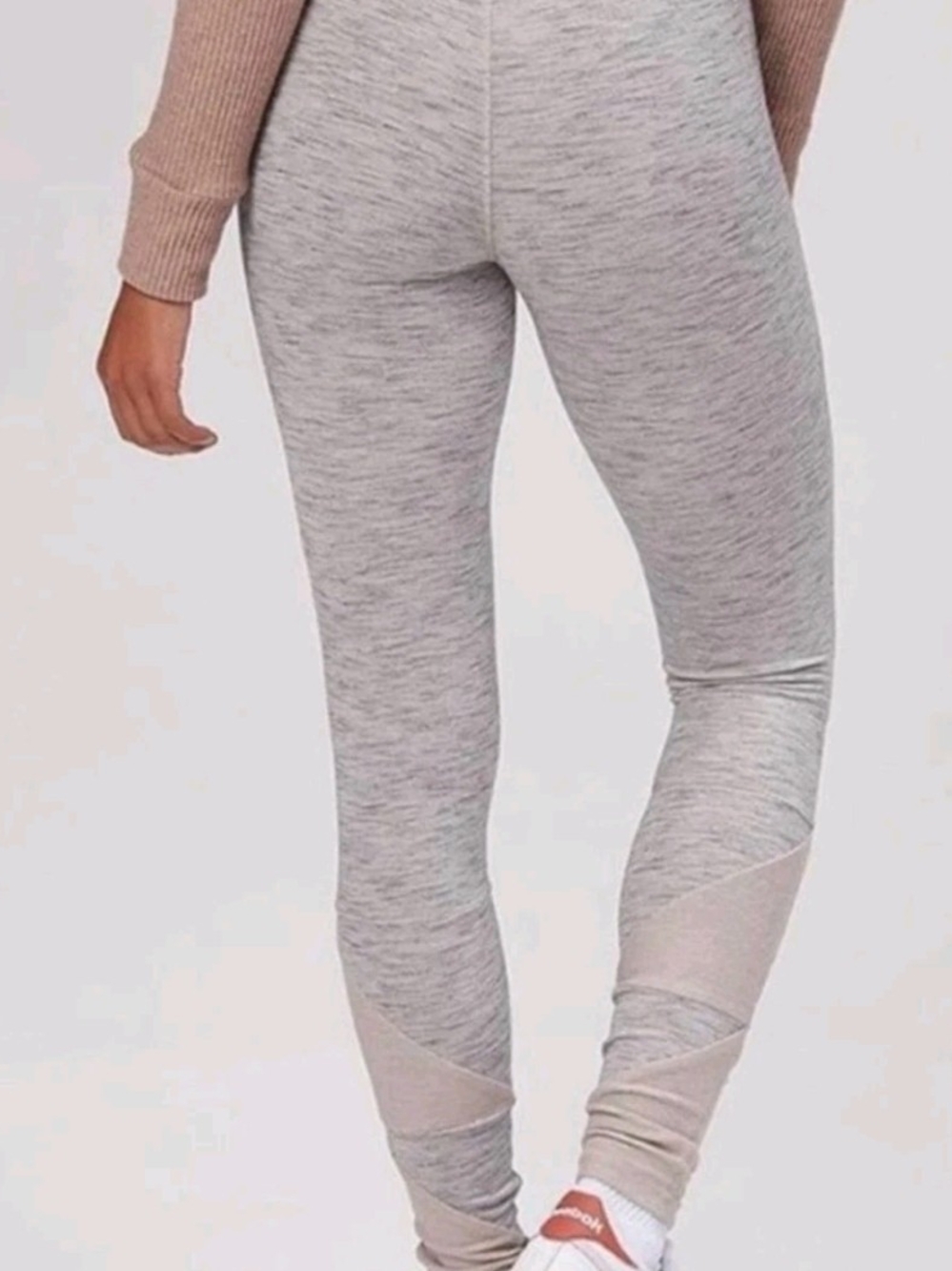 Free People Light Gray Heather Leggings with Mesh Insets